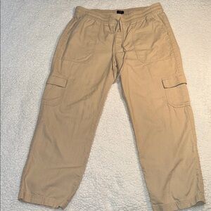 J. Crew Beige Elastic Waist Cotton/Linen Pants